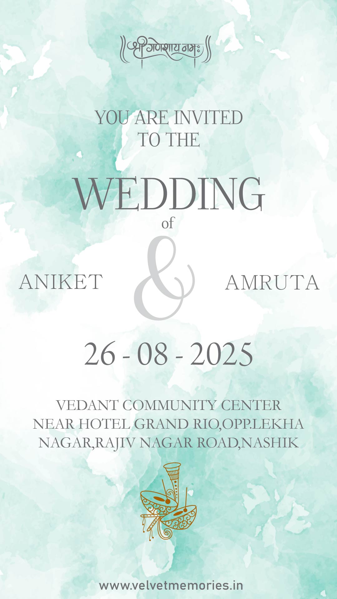 Elegant Watercolor Wedding Invitation Card