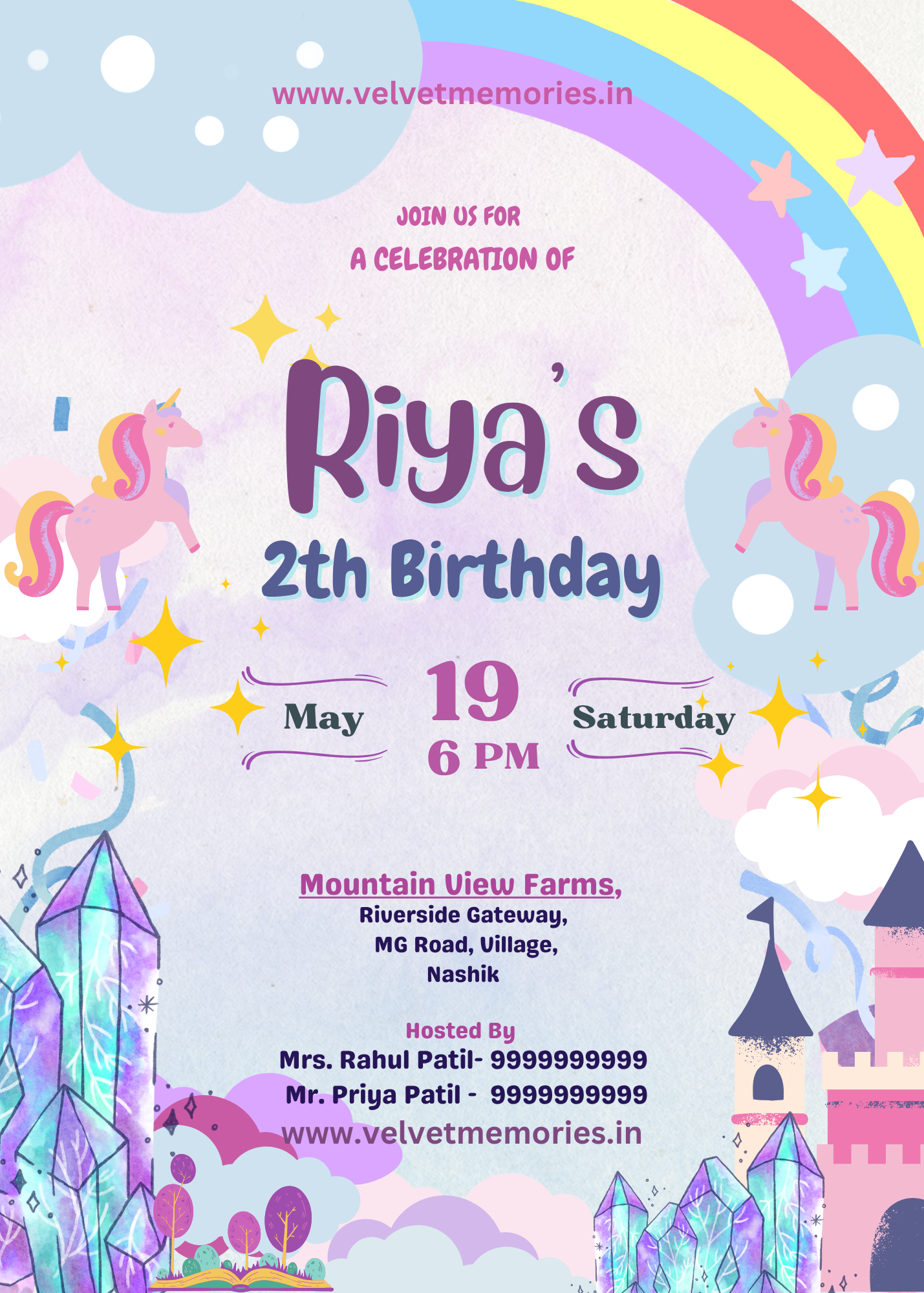 Magical Rainbow Birthday Party Invitation